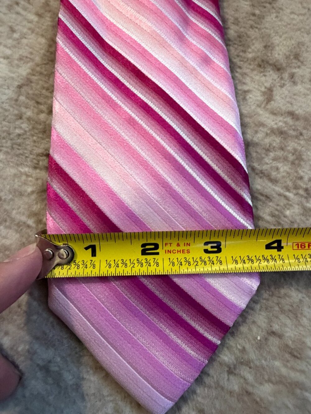 Burma Bibas Silk Tie Pink Magenta Stripe Necktie